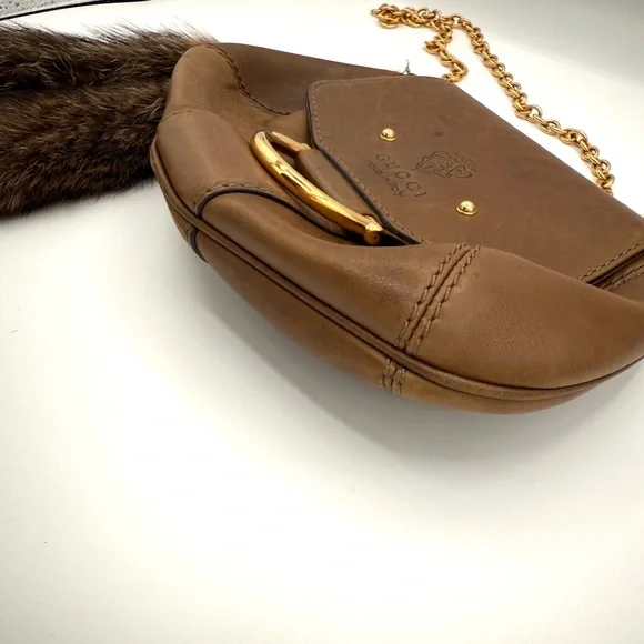 Gucci Small Brown Fur Accent Smilia Bag